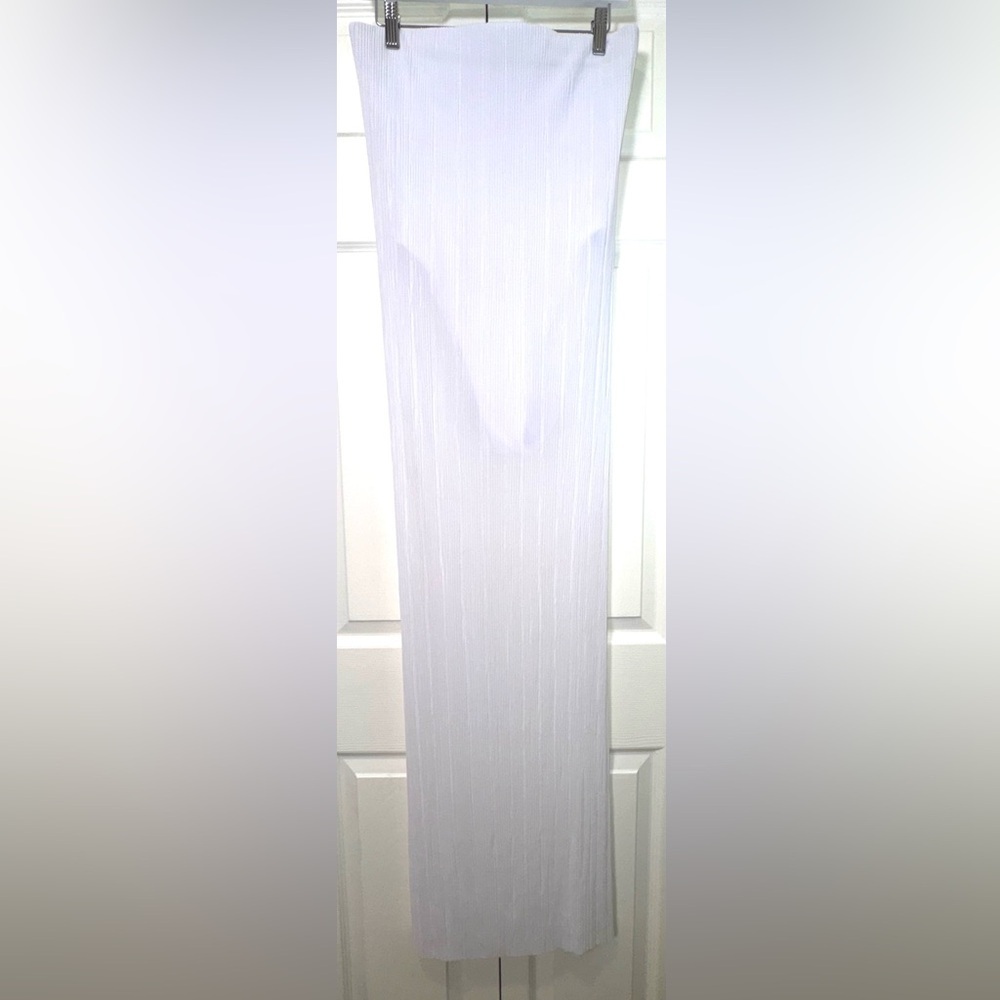 Natalie Rolt Strapless White Maxi Sheer Dress Gown Built-In Bodysuit Nwt Size 2 — image 3 of 8